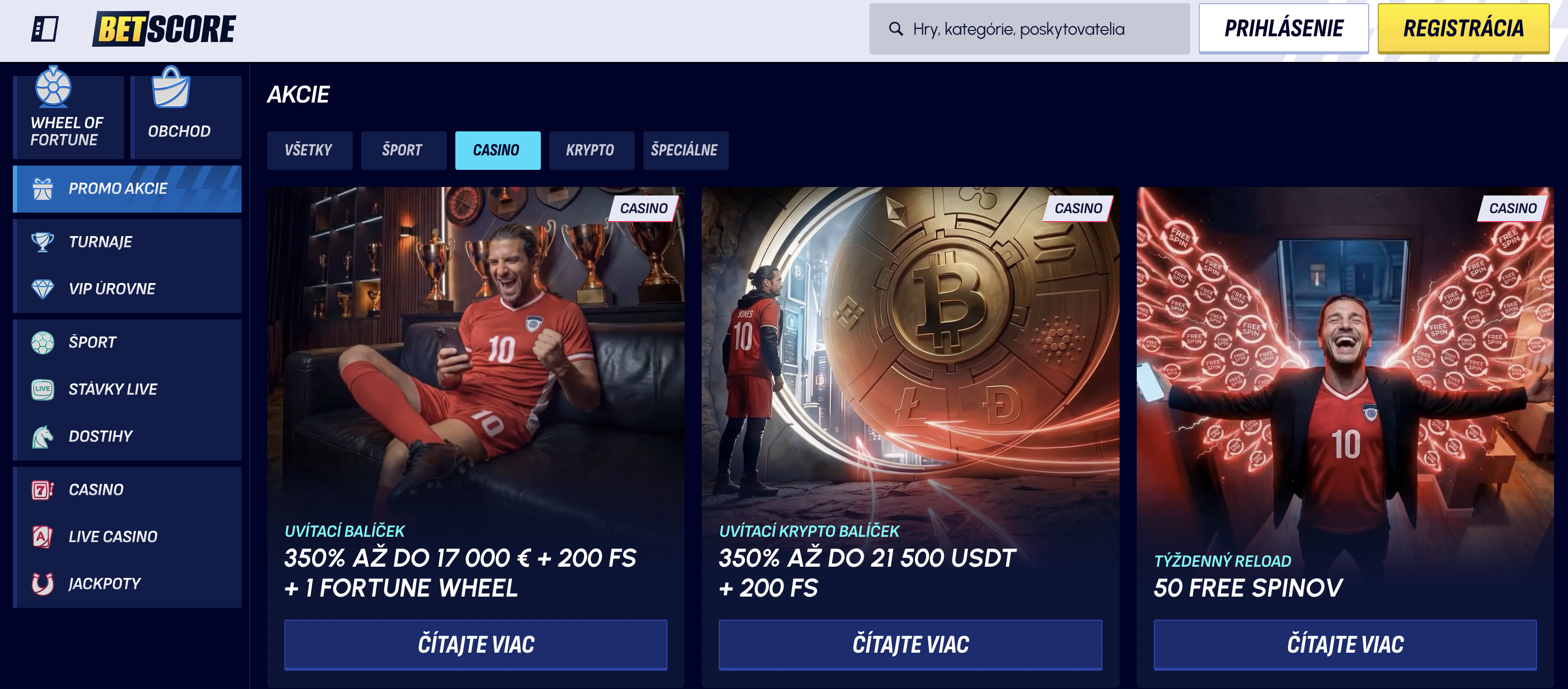 Betscore Casino – online casino a športové stávky s uvítacím bonusom